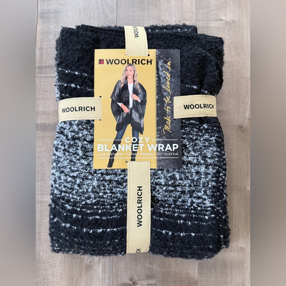 Woolrich Cozy Blanket Wrap Doris Stripe Lightweight Warmth One Size Boucle